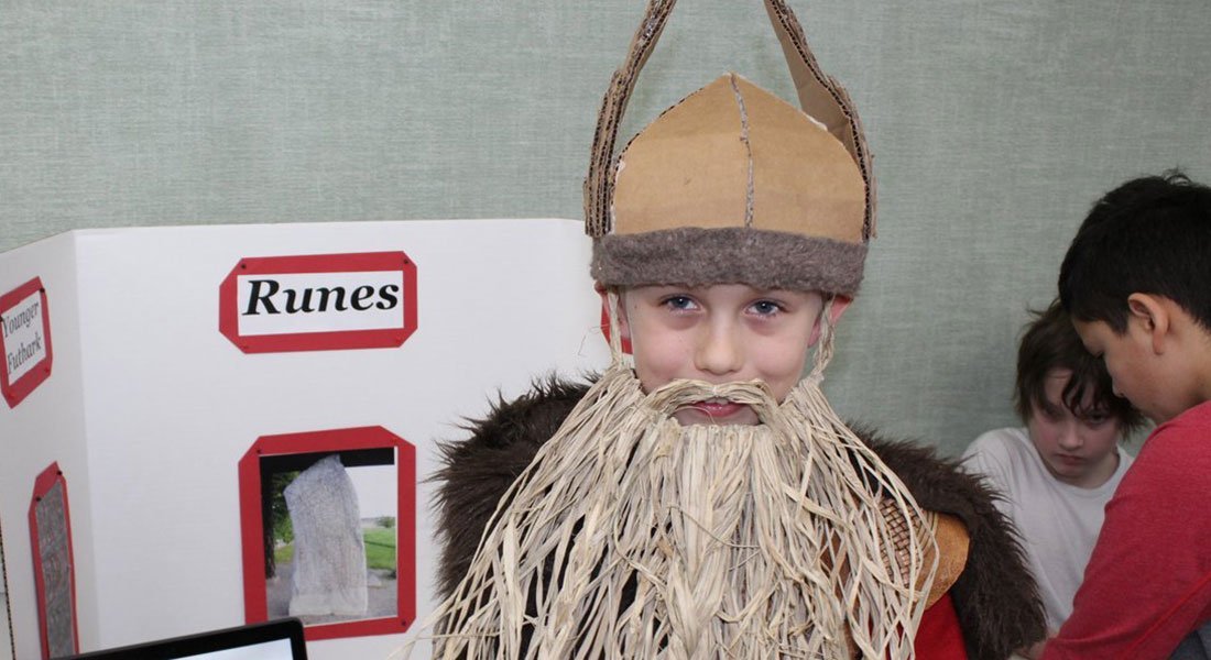 student dressed up as viking